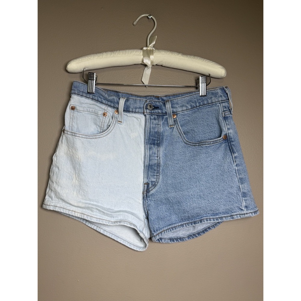 Levis 501 Jean Shorts Two Tone Split Color Legs High Rise 2 Inch Women's 30